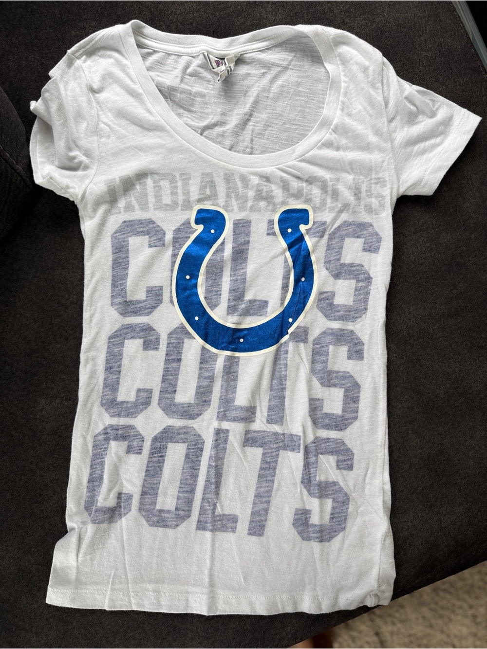 PINK Victoria's Secret White Tee with Blue COLTS Graphic